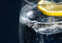 Sklenice osvěžujícího nápoje s citrusy pro doplnění tekutin a elektrolytů