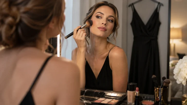 Realistická ilustrační scéna k tématu: Jaký make-up jde dohromady s černými šaty?  