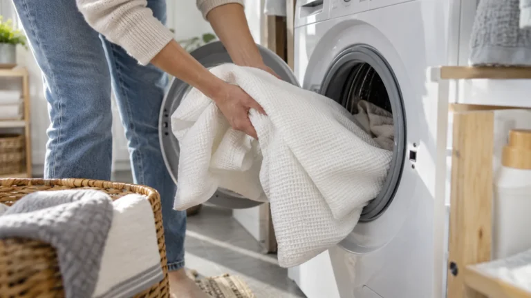 Realistická ilustrační scéna k tématu: IKEA RINNIG: praní na 60 °C a srážlivost do 4 %