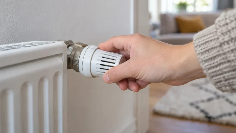 Realistická ilustrační scéna k tématu: Jak nastavit termostatickou hlavici: čísla 1 až 5