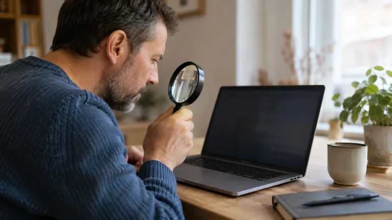 Realistická ilustrační scéna k tématu: Lupa ve Windows 11: zapnutí, vypnutí, režimy a zkratky