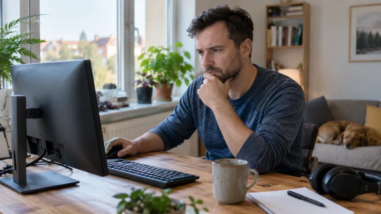 Realistická ilustrační scéna k tématu: Windows 11: přehled návodů podle nastavení a problémů